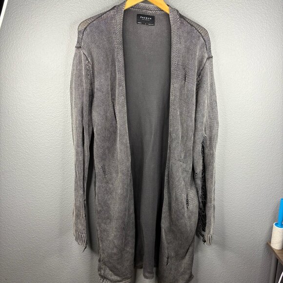 Pacsun Distressed Gray Long Cardigan - Picture 1 of 5